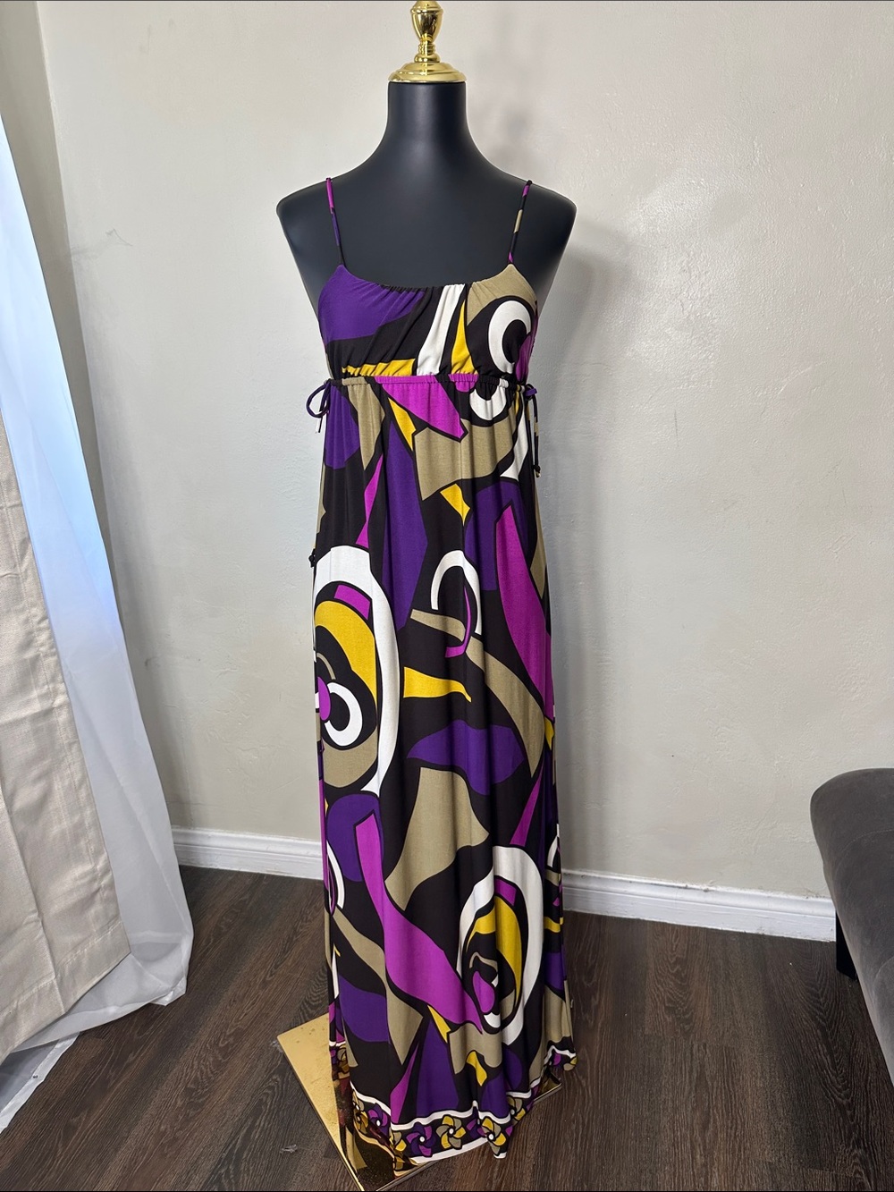 Women's Purple Abstract Print Maxi Dress